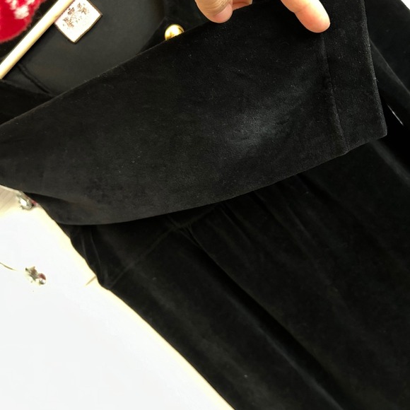 Y2K Juicy Couture USA Vintage Black Velvet Dress Gold Button Square Neck Size L - Picture 10 of 12